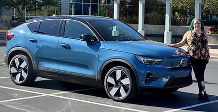 The Volvo C40 Recharge In Fjord Blue. Photo: Patrick Anderson