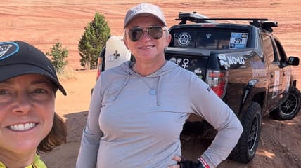 Jill And Her Teammate With The Honda Ridgeline They'Re Using For The Rebelle Rally