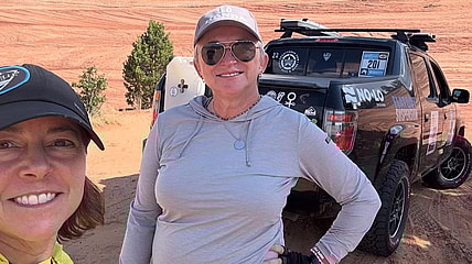 Jill And Her Teammate With The Honda Ridgeline They'Re Using For The Rebelle Rally