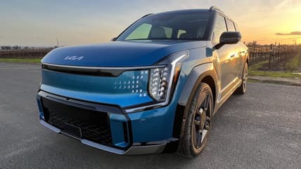 The Front End Of The Kia Ev9 Electric Vehicle