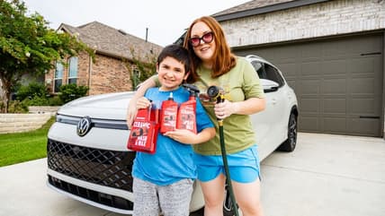 Natalie Merola And Her Son Preparing For Car Cleaning With Mother'S Polish