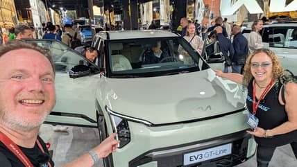 Patrick Anderson And Liv Leigh With A New Kia Ev At The Iaa Mobility Expo