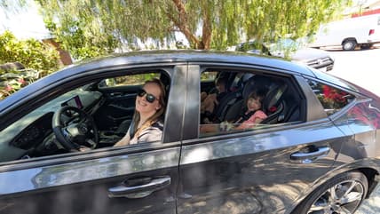 My Daughters And I Sitting In The 2026 Honda Civic Hatchback Hybrid