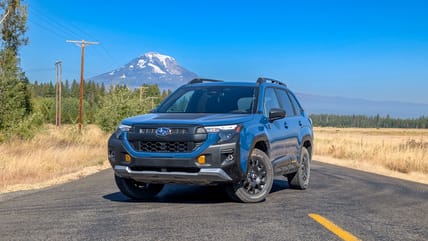 The Front Profile Of 2026 Subaru Forester Wilderness With Mt. Adams In The Background