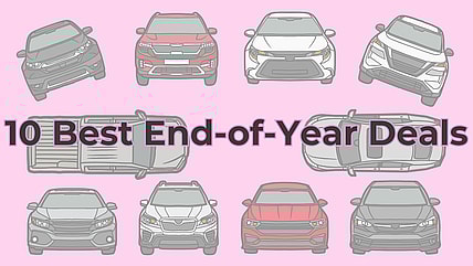 A Graphic With 10 Cars Reading, &Quot;10 Best End Of Year Deals