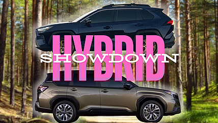 A Subaru Forester Hybrid And A Toyota Rav4 Woodlands Hybrid