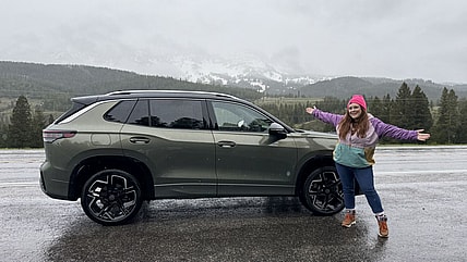 Natalie Standing In Front Of The 2025 Vw Tiguan Sel
