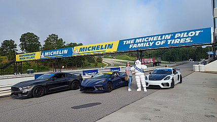 Me Standing Next To Bib The Michelin Tires Man In The Pit Lanes Of Michelin Roadway Atlanta