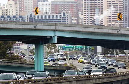 Road-Traffic Heavy Travel Auto Car Truck Street Freeway Bridge Expressway Driving