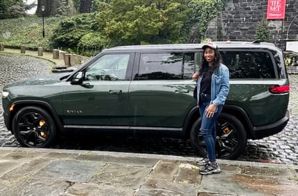 Think Car Shopping Is Boring, or Scary? Rivian Just Reinvented the Showroom and Test Drive 1 Standing Next To The R1S At The Met Cloisters After Our Drive From Manhattan Even On A Rainy Day
