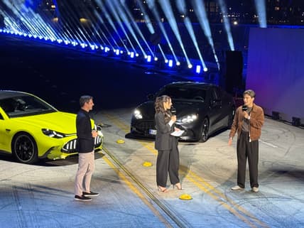 Michael Schiebe Of Amg And George Russell, F1 Driver, Introducing The Mercedes-Amg Gt 4-Door Coupe