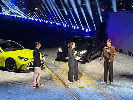 Michael Schiebe Of Amg And George Russell, F1 Driver, Introducing The Mercedes-Amg Gt 4-Door Coupe