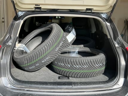 My New Tires On The Way To Being Installed