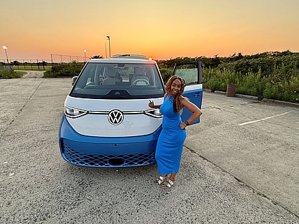 Kim Standing With The 2025 Vw Id. Buzz First Edition