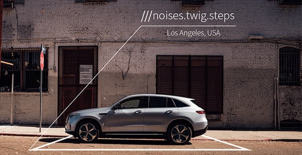 What3Words Is A Precise Location System Using, Well, Three Words 1 Image Of A 3 Square Meter Box Around A Car, And Three Words Indicating Location.