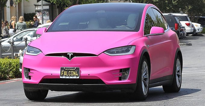A Girls Guide To Cars | Tesla Cars And The Celebrities Who Love To Drive Them - Celebrity Jaden Smith Pink Tesla