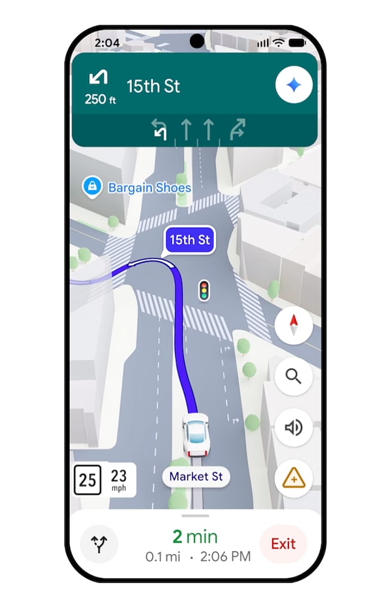 Google Maps Immersive Navigation As It Appears On A Phone