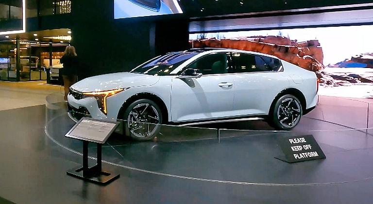 Why Kia Took Me on a Boat to Look at Trash in the Ocean 8 The 2025 Kia K5 At The 2024 New York Auto Show. Photo: Scotty Reiss