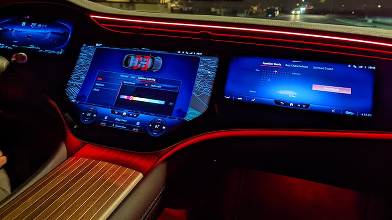 Mercedes Eqs Hyperscreen At Night. Liv Leigh