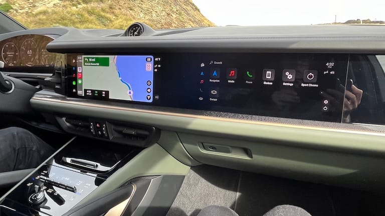 Screen On The Passenger Side Of The Porsche Cayenne. Photo: Sara Lacey