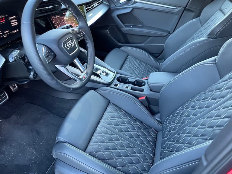 The Quilted Gray Leather Interior Of The Audi S3 Sedan