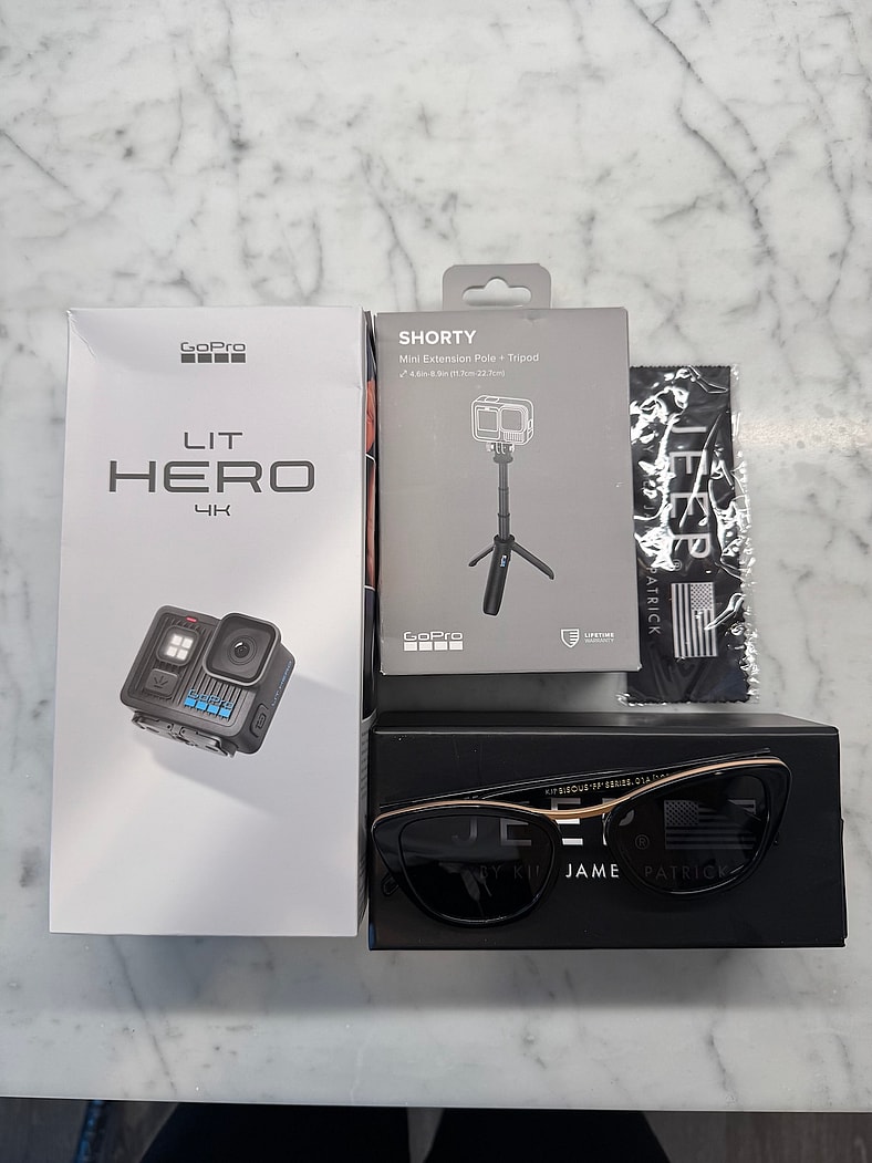 The Gopro And Sunglasses That Are Part Of Our Jeep Gift Pack Giveaway