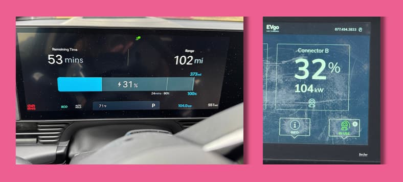 Charging On The Hyundai Ioniq 5'S Screen And The Ev Go Terminal
