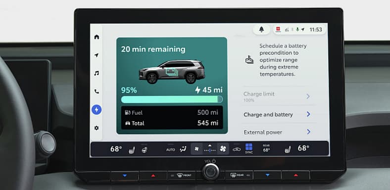 The Infotainment Screen Showing The Hybrid Management Software Baked Into The Rav4 Phev