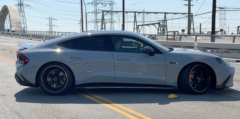 The Silhouette Of The Mercedes-Amg Gt 4-Door Coupe On La'S 6Th Street Bridge