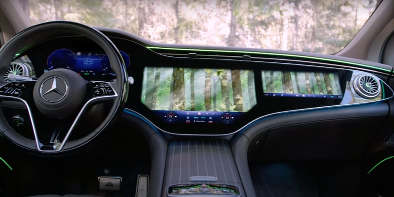 What Its Like to Drive the World's Fanciest Mercedes-Benz: Mercedes-Maybach EQS 680 Test Drive 4 The Hyper Screen Includes A Screen For The Front Seat Passenger