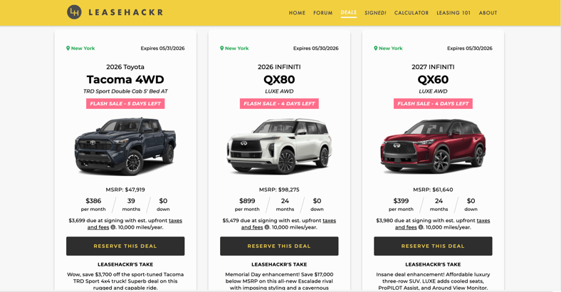 A Screenshot Of Leasehackr'S Website