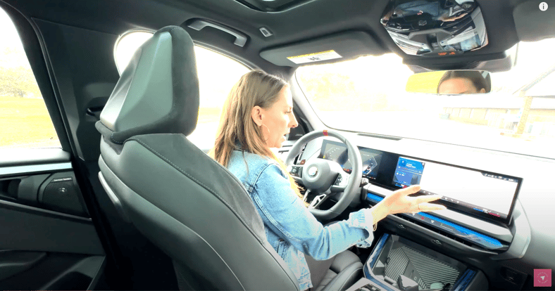 Here's Everything You Need to Know about the Redesigned 2025 BMW X3 xDrive SUV 5 The Interior Of The 2025 Bmw X3 M50 Being Filmed From The Rear Passenger'S Seat, Looking At The Dashboard Changes
