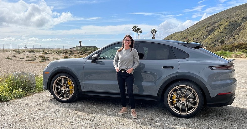 Sara Lacey And The Porsche Cayenne. Photo: Nelson Ireson