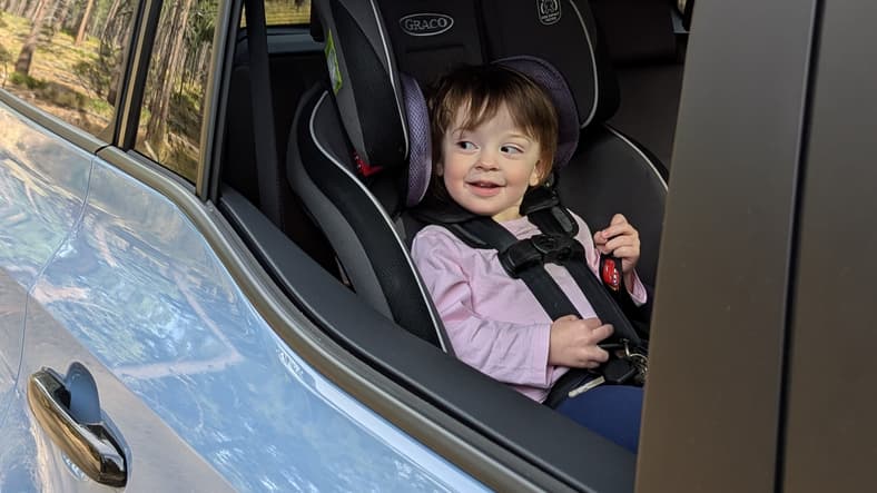 My Toddler Daughter Enjoying The Large Rear Windows Of The 2024 Toyota Land Cruiser