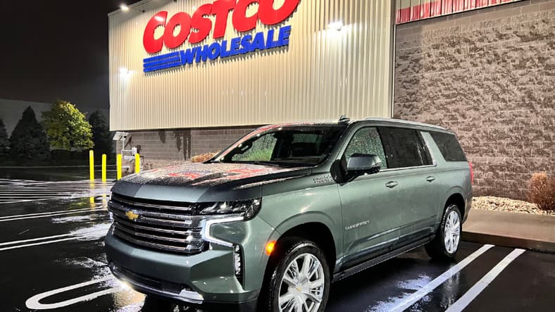 A 2024 Chevy Suburban Posed In Front Of A Costco