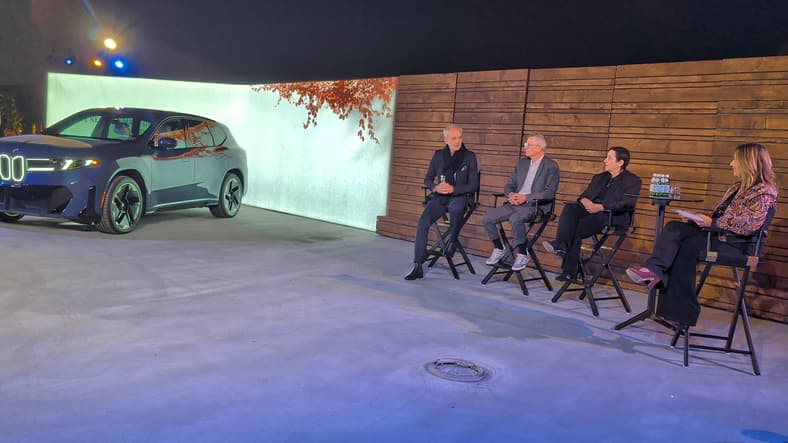 Bmw Panel With The Ix3 At The Peterson - Panel With Adrian Van Hooydonk, Studio Director Annette Baumeister, Mariella Souflis Kapsaskis Bmw Head Of Corporate And Product Communications