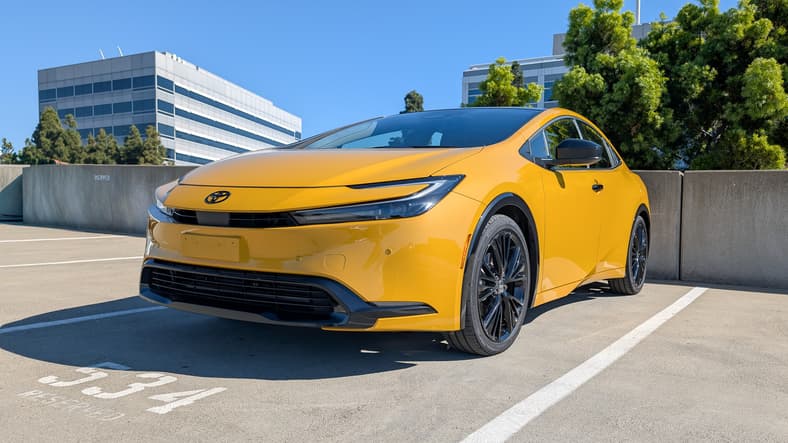 As Gas Prices Rise, the 2026 Toyota Prius PHEV Remains Becomes the Ultimate Survival Tool 4 The Front End Of The 2026 Toyota Prius On Top Of A Parking Garage