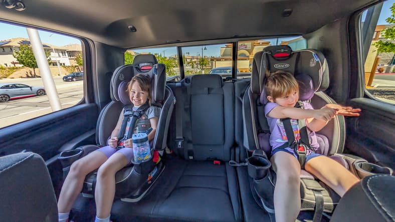My Daughters Enjoying The Rear Seats Of The 2026 Ram 1500 Blackout Express Pickup Truck