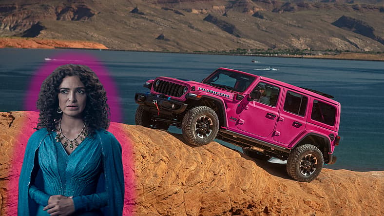If The Witcher's Characters Drove Cars, What Would They Pick? Here Are Our Votes 4 Triss Merigold Standing Next To The Jeep Wrangler Rubicon In Tuscadero Pink