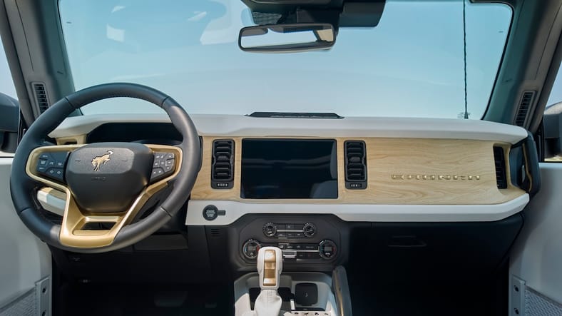 The Interior Of The Ford Bronco Designed For The Alice + Olivia Collab