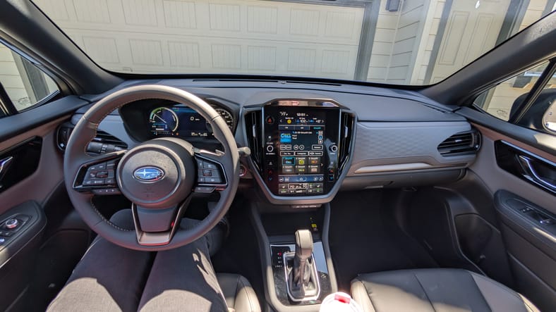 The interior design and layout of the 2025 Subaru Forester hybrid
