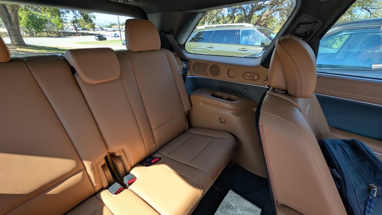 The Third Row Of The Hyundai Palisade Hybrid In Brown Leather