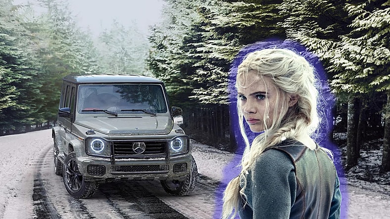 Ciri Standing Next To A Mercedes G-Wagon