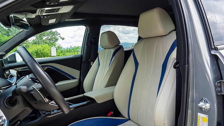 2025 Acura ADX Premium SUV Review: Five Things I Loved (and Two I Didn't) 5 The White And Blue Leather Orchid Interior In The 2025 Acura Adx Really Cheers Up A Dreary Day