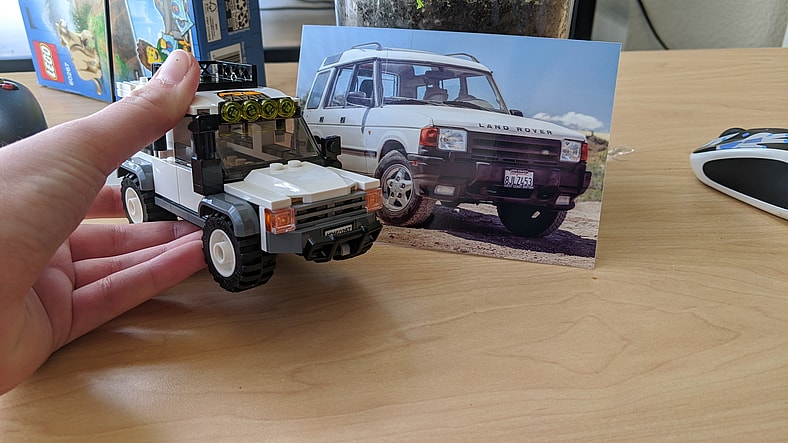 A Lego Land Rover Next To A Photo Of My Old Land Rover