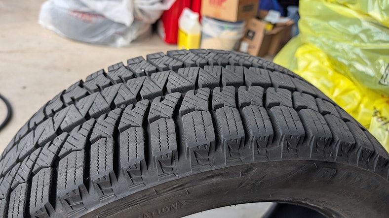The Tire Tread On A Dedicated Winter Tire