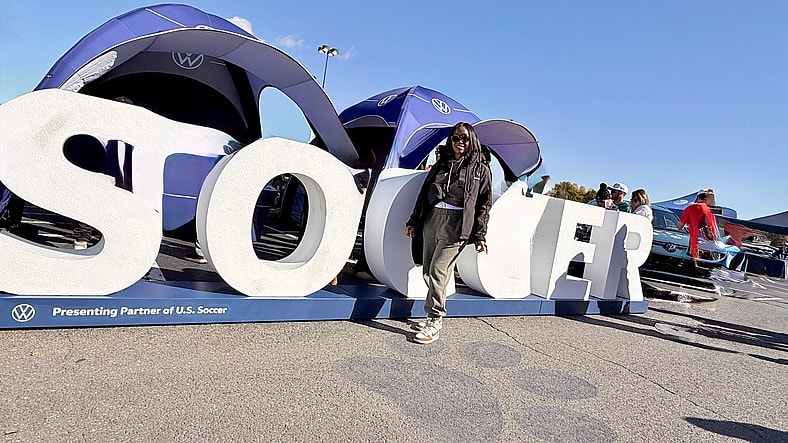Kim S Standing In Front Of The Vw Activation At The Soccer Event In Connecticut