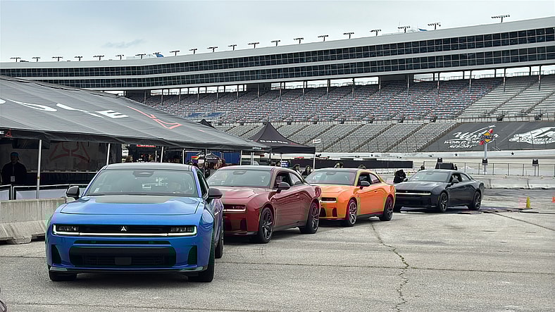 Dodge Charger Sixpacks Lined Up So Attendees Can Experience One During A Hot Lap