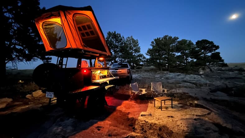 The Taxa Woolly Bear Camping Trailer Hooked Up To A Ram 1500 Rebel