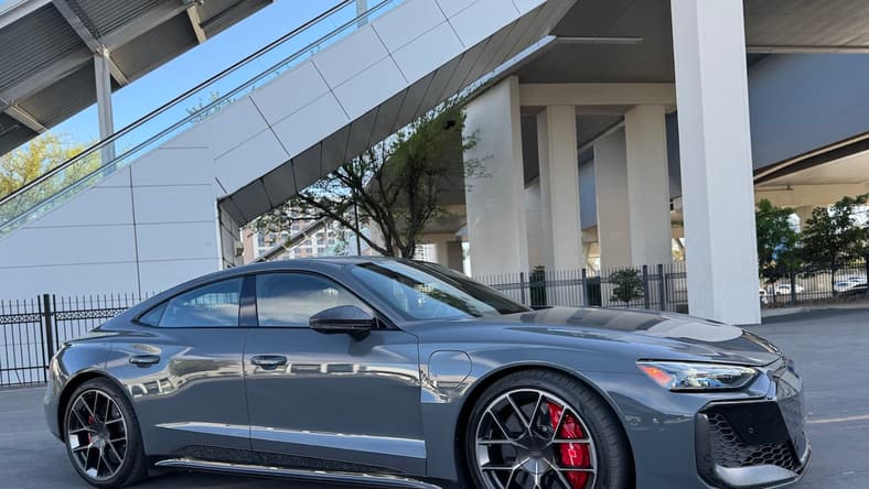 The Audi Rs E-Tron Gt Performance Showing Its Red Shoes